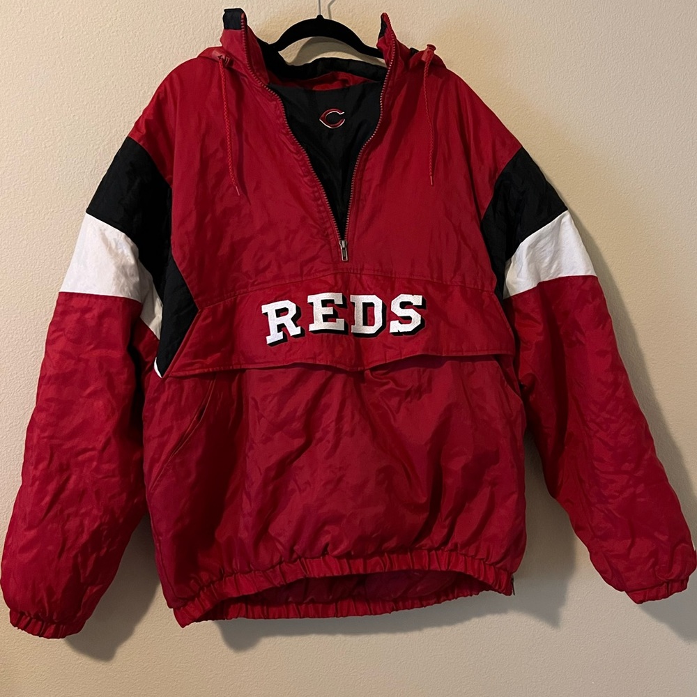 Vtg Cincinnati reds pullover hooded kangaroo pocket jacket 2XL